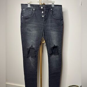 Purple Brand Distressed Black Denim Jeans